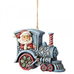 Santa In Train Engine (Hanging Ornament)